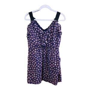 Peppermint Sleeveless V-neck Ruffled Floral Mini Dress Summer Casual Women's S